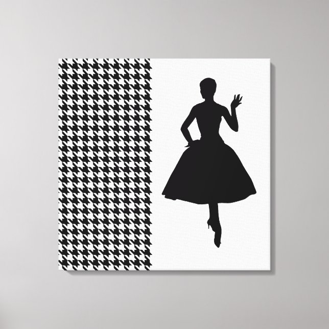Toile Black Modern Houndstooth avec mode Silhouette (Recto)