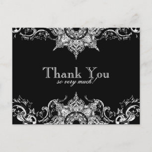 Toile Black n White Damask Vielen Dank Anmerkung P Postkarte