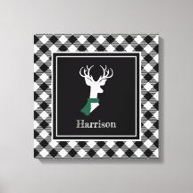 Blanc Noir Ferme Plaid Chic Deer