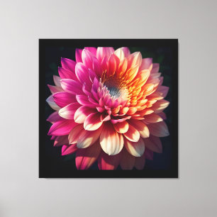 Toile Blanc Orange Jaune Rose Violet Bleu Dahlia Fleur
