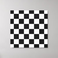 Toile blanche en damier noir