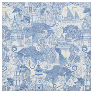 toile Blau des Chinoiserie Stoff