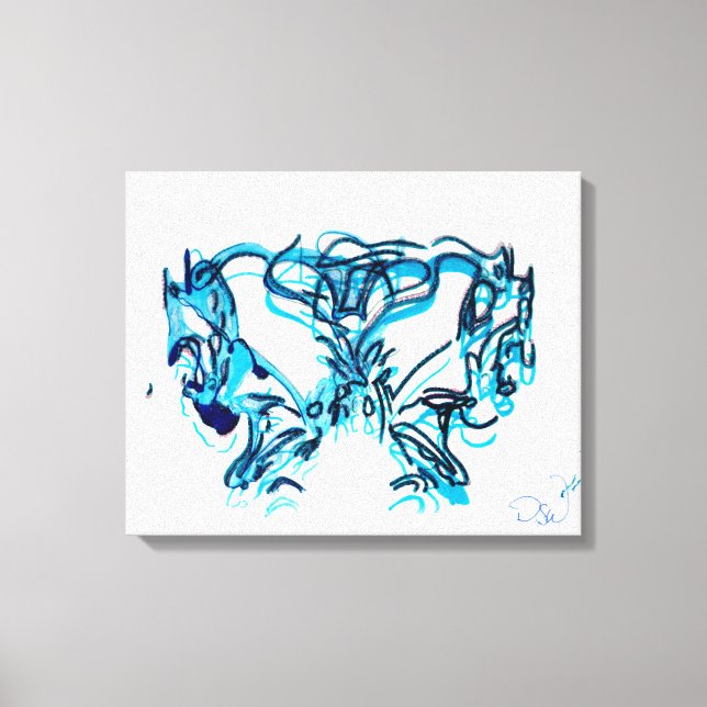 Toile Bleu Abstrait et Turquoise (Recto)