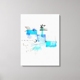 Toile Bleu Abstrait et vert gris