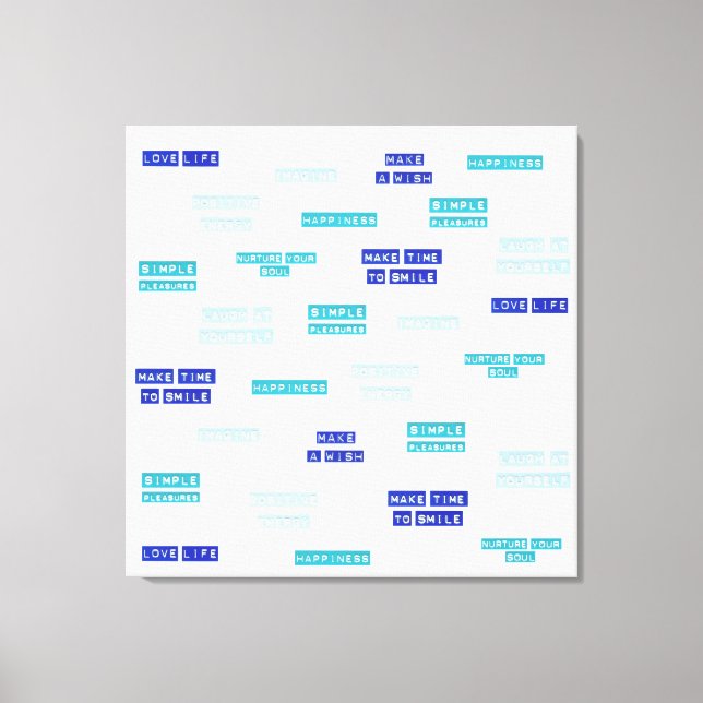 Toile Bleu Bleu Texte Bleu Joyeux Citations Motivationne (Recto)