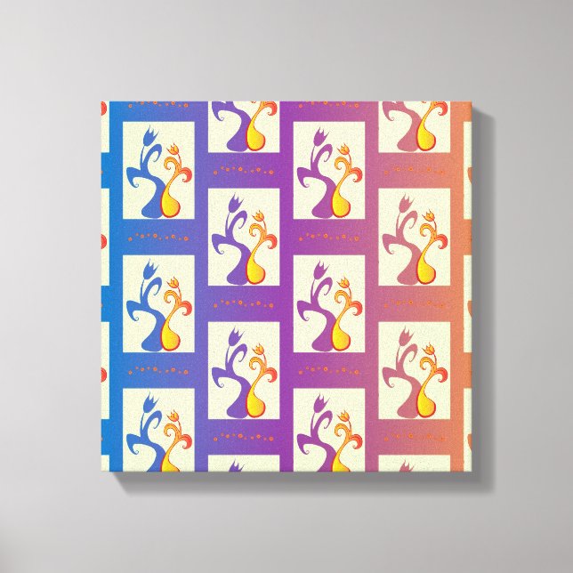 Toile Bleu moderne, violet, orange Tulip Couple Floral (Recto)