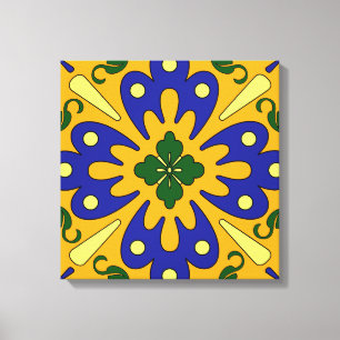 Toile Bleu orange Jaune Tile Espagnole Canvas Mur Art