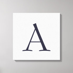 Toile Bleu Plain Élégant Moderne Monogramme Initiale