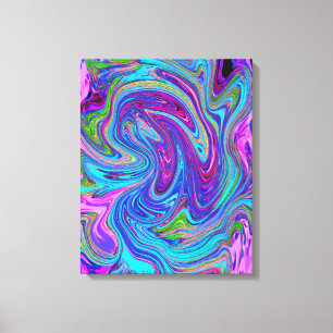 Toile Bleu, Rose et Violet Groovy Art Abstrait Rétro