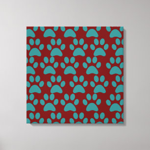 Toile Bleu rouge des Empreintes de pattes de Chien pourp