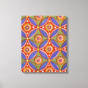 Toile Bleu rouge Rustique coloré Cercle Egypte Motif d'a