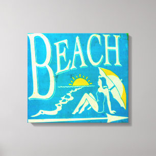 toile bleue de signe de plage