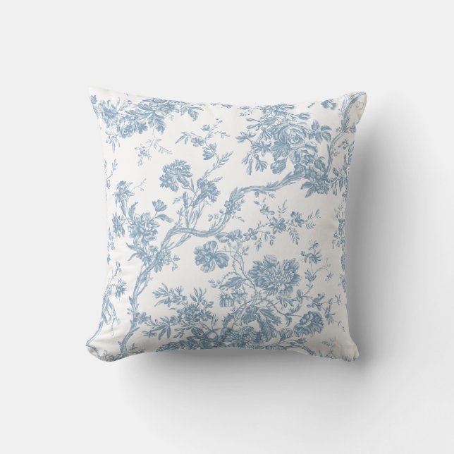 Toile Bleue Française de Jouy Lance Oreiller (Recto)