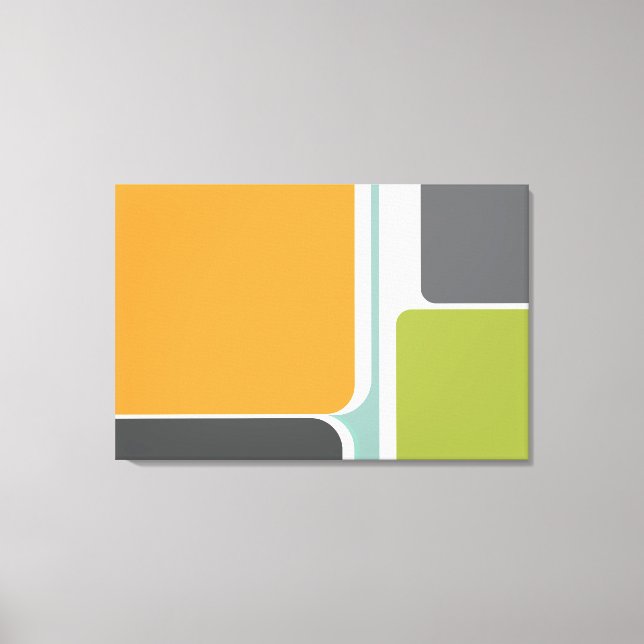 Toile bloc de couleur rétro abstrait muet géométrique (Recto)