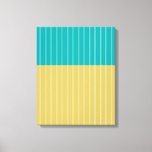 Toile Blocs géométriques et lignes jaunes bleus