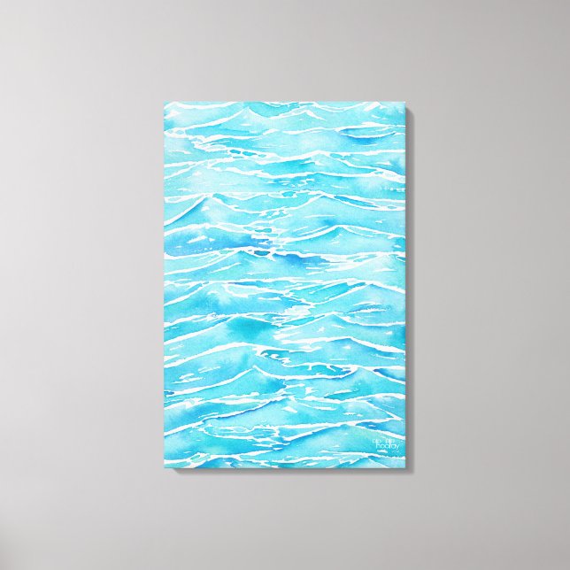 Toile Blue Aqua Ocean Sea Waves Aquarelle Imprimer (Recto)
