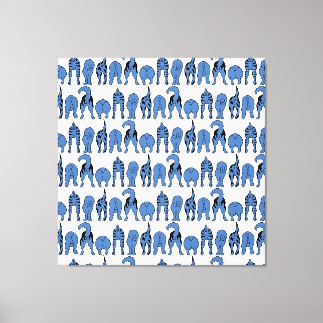 Toile Blue Dog Butts Pattern (Recto)