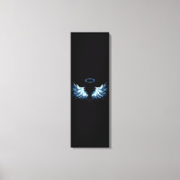 Blue Glowing Angel Wings on black background