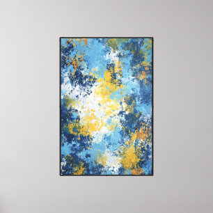 Toile Blue & Gold Expressive Splash Abstrait