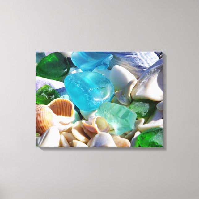 Toile Blue Green Sea Glass Art Prints Canvas Beach Coast (Recto)