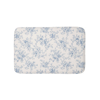 Toile Blumenstrauß Blau Creme Vintage Botanisch Badematte
