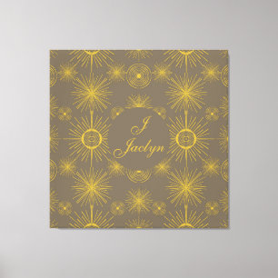 Toile Boho Celestial Sun Stars Personnalisé Grey
