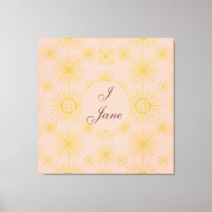Toile Boho Celestial Sun Stars Personnalisé rose