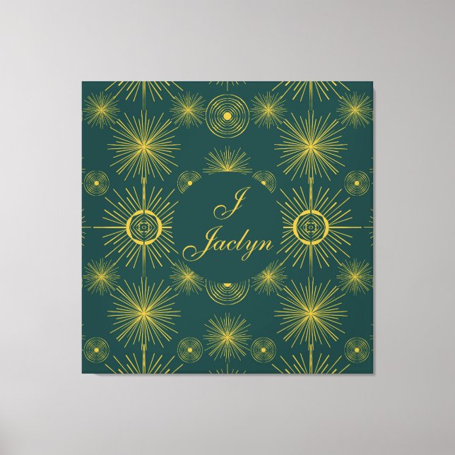 Toile Boho Celestial Sun Stars Personnalisé Turquoise (Recto)