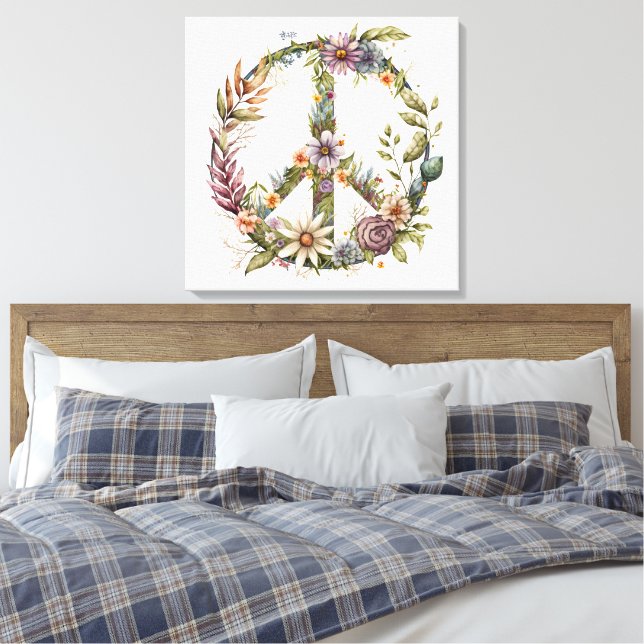 Toile Boho Hippy 60s 70s Peace Sign Canvas Print (Insitu(Chambre))