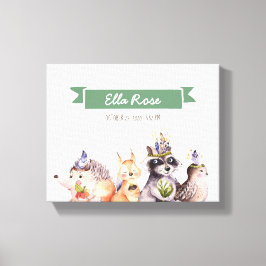 Toile Bois Animaux Nom de la pépinière Wall Art