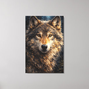 Toile Bois d'Argent   Art de la faune du loup   Étiré