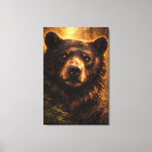 Toile Bois Doré Art de faune de l'ours Étiré