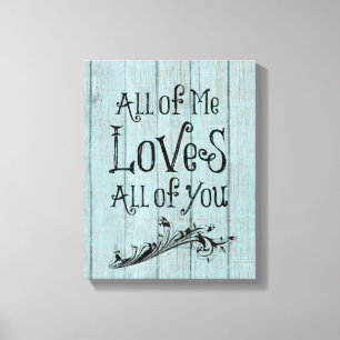 Toile Bois rustique avec citation d'amour