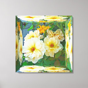Toile Boîte Miroir - Vieille Rose Jaune à la Mode Ancien