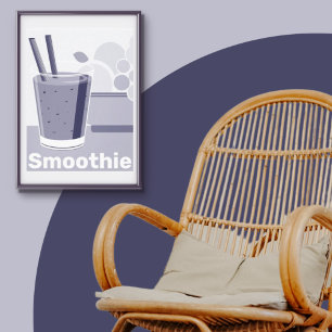 Toile Bol stylisé Tumbler de smoothie bleu-blanc Art de 