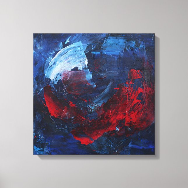 Toile Bold Red and Blue Abstract Swirl Canvas Print (Recto)