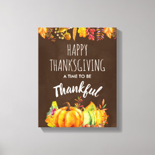 Toile Bon thanksgiving Citrouilles et feuillage d'automn