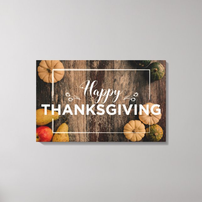 Toile Bon thanksgiving Gourds sur bois rustique (Recto)