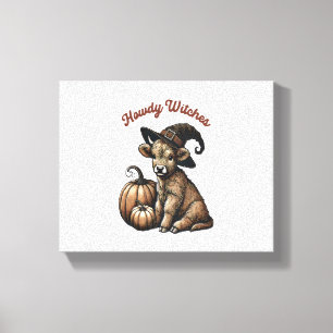 Toile Bonjour Sorcières Halloween Highland Cow