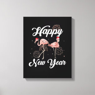 Toile Bonne année 2023 tenue pour Flamant rose Lover Nou