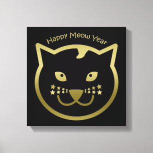 Toile Bonne année Meow - Couleur arrière - plan personna