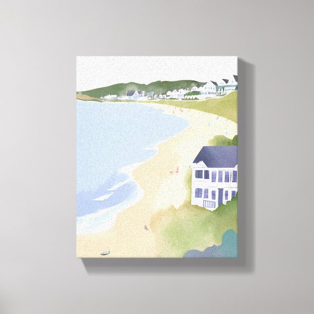 Toile Bonnet Shores | Aquarelle de la plage de Rhode Isl (Recto)
