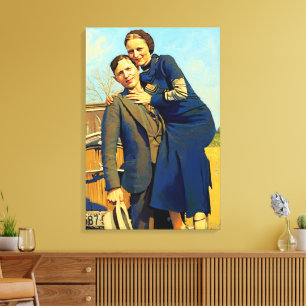 Toile Bonnie Parker Clyde Barrow 1933 Faux Peinture