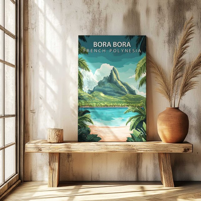 Toile Bora Bora French Polynesia Travel Poster Canvas (Bora Bora French Polynesia Travel Poster Canvas by TinkPrints.)