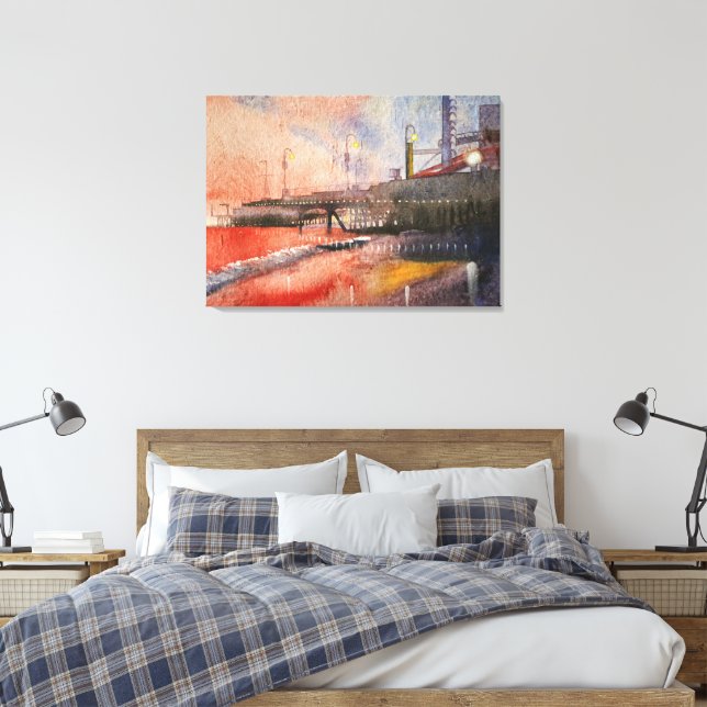 Toile bord de mer à la lumière du soleil couchant (Insitu(Chambre))