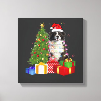 Toile Border Collie drôle arbre de Noël Joyeux Noël