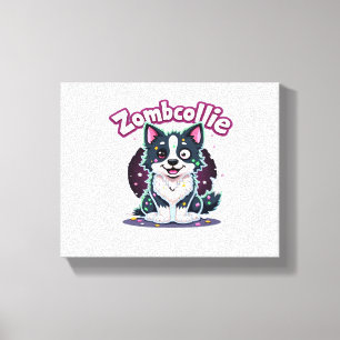 Toile Bordure Collie BC Chien Zombie Halloween Essentiel