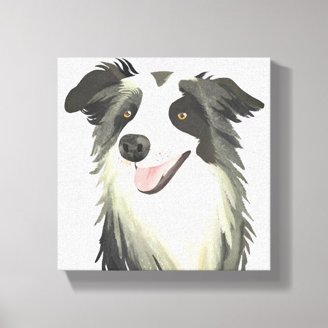 Toile Bordure Collie | Belle aquarelle de chien pour ani (Recto)