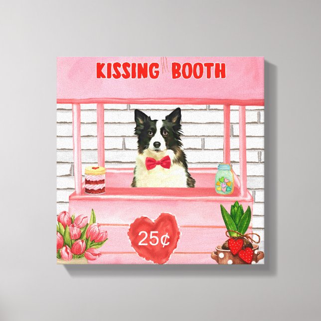 Toile Bordure Collie Chien Saint Valentin Baiser Booth (Recto)