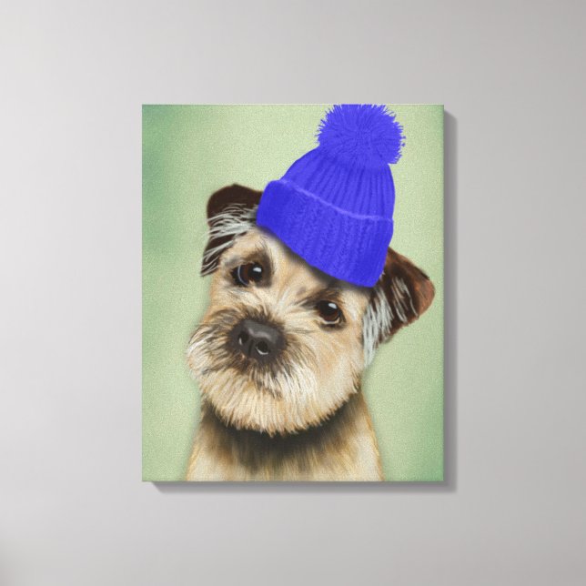 Toile Bordure Terrier avec Casquette Bobble Bleu (Recto)